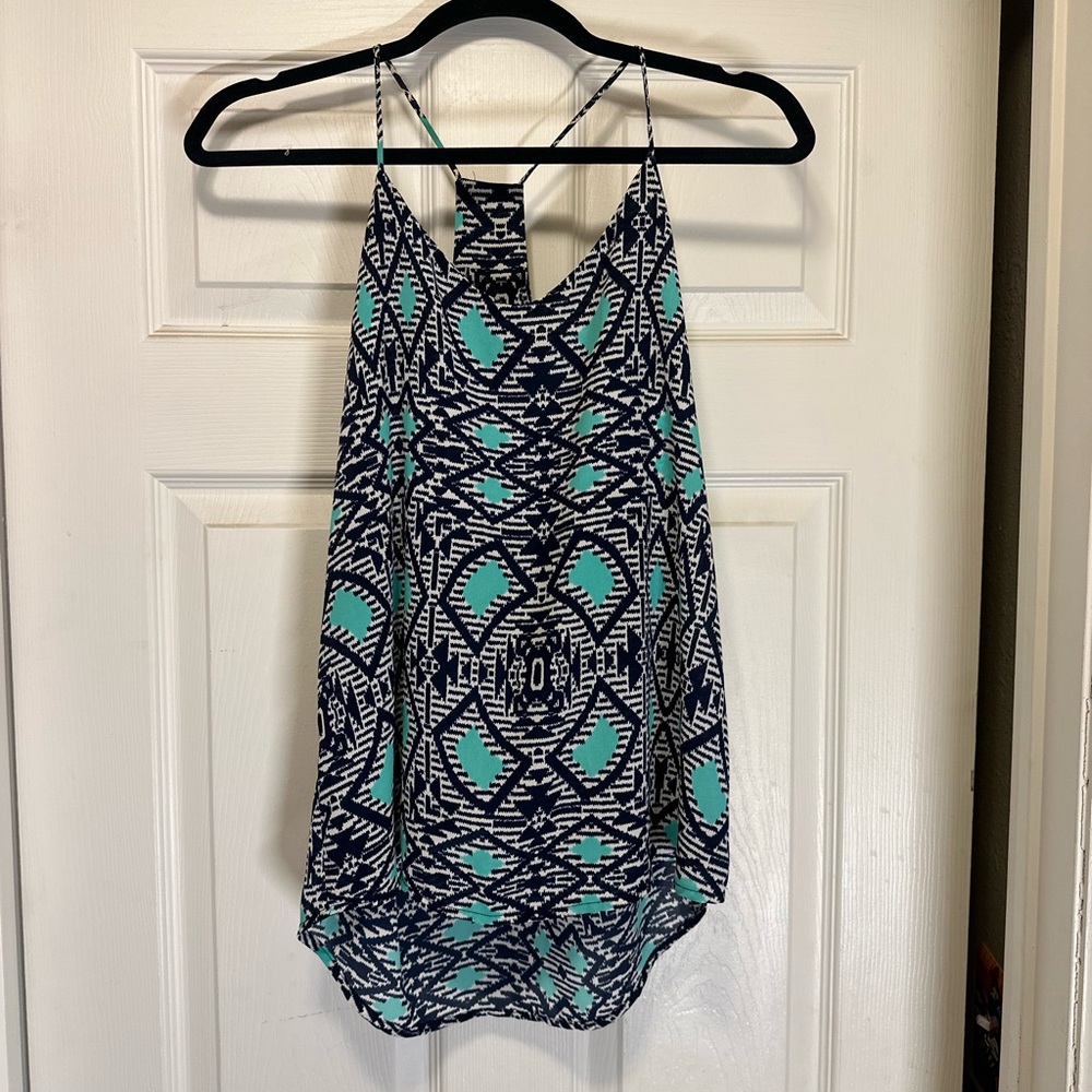 Veronica M Black and Teal Geometric Camisole